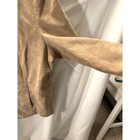Tan Brown Suede Leather Womens 1X Zip Jacket Genuine Leather shell (Relativity) - Picture 3 of 7
